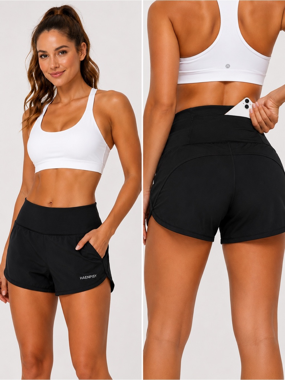 NWT HAENPISY Quick Dry Lightweight XL Black athletic workout SHORTS only